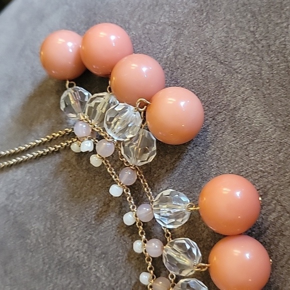 VTG ETC! Bauble Beaded Double Chain Plastron Bib Punk Statement Necklace - Picture 4 of 6